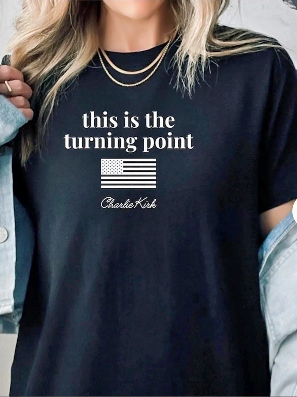 Charlie Kirk Graphic Short Sleeve Tee in Black NWOT